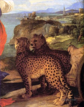 Bacchus et Ariadnedetail Tiziano Titian panthère Peinture à l'huile